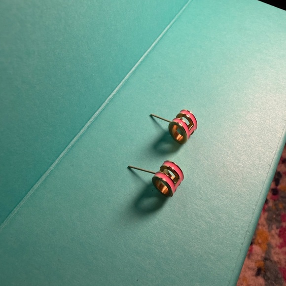 Pink H-Shaped Earrings - Picture 2 of 2